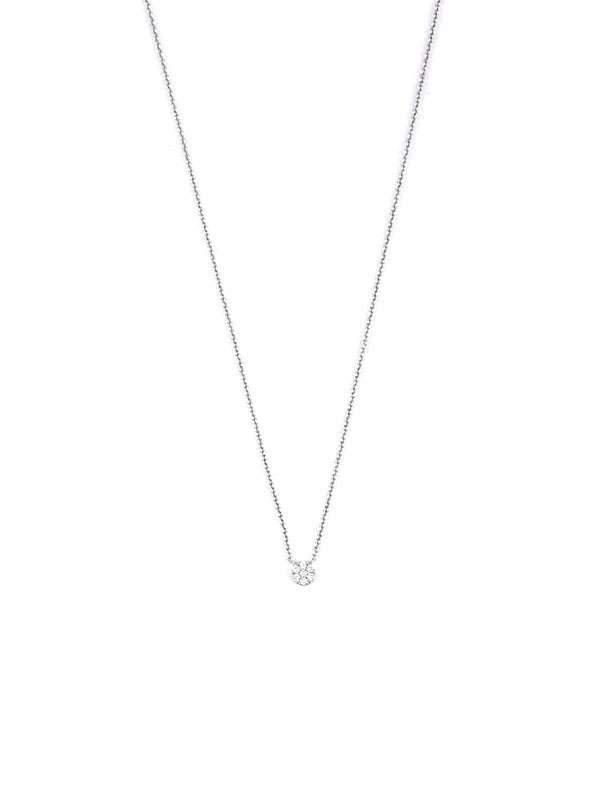 GIROCOLLO IN ORO BIANCO 18KT BOTTONCINO E PAVE' DI DIAMANTI