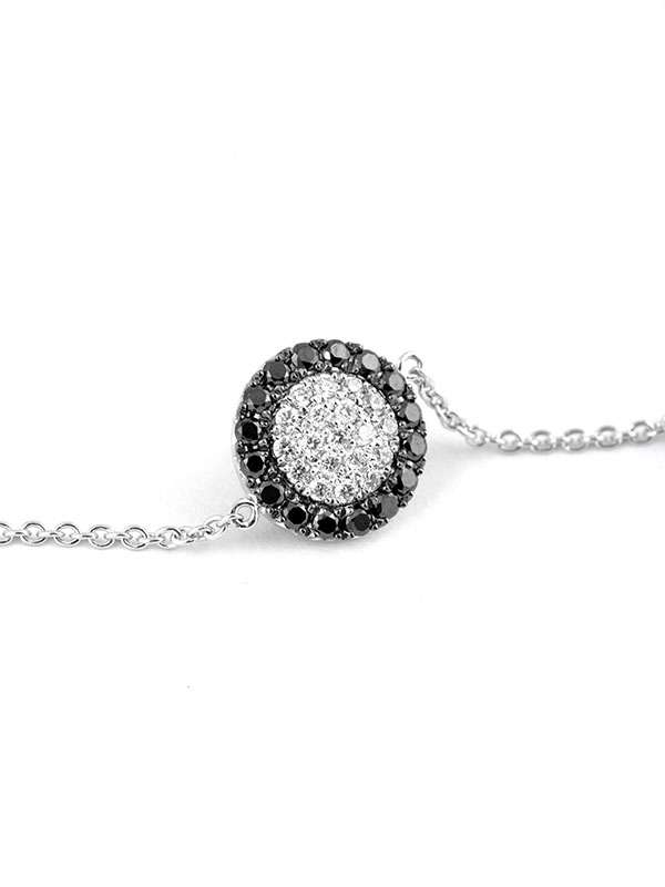 BRACCIALE IN ORO BIANCO 18KT TONDO CON DIAMANTI BIANCHI E NERI