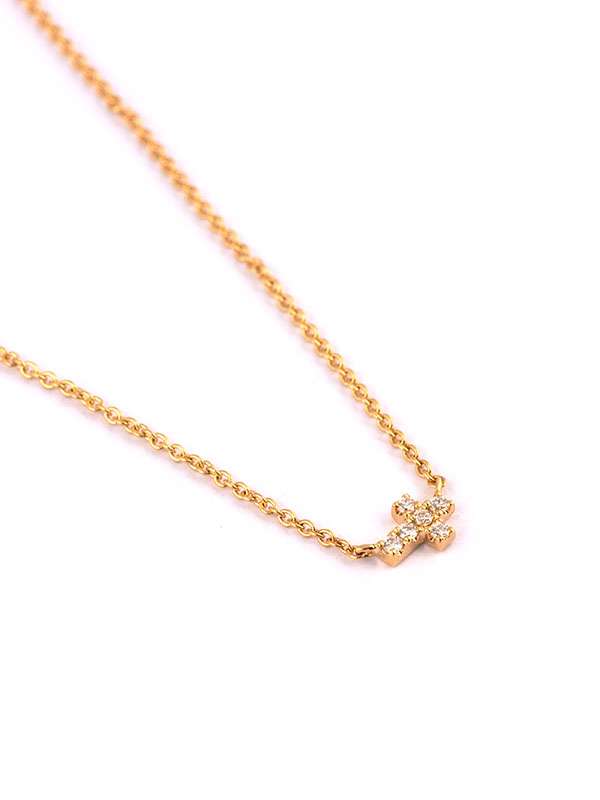 GIROCOLLO IN ORO GIALLO CROCE DI DIAMANTI