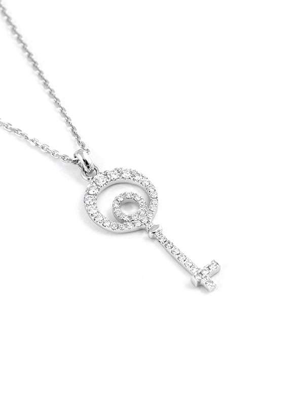 GIROCOLLO IN ORO BIANCO 18KT CHIAVE CON DIAMANTI