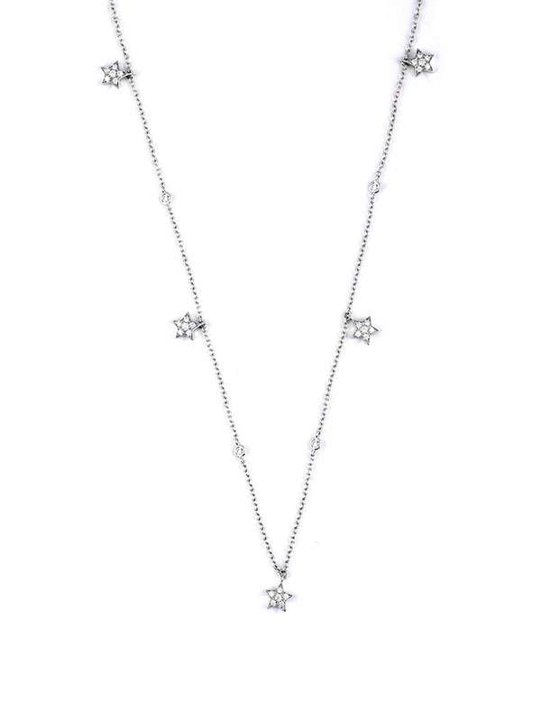 GIROCOLLO IN ORO BIANCO 18KT CON CINQUE STELLE E DIAMANTI