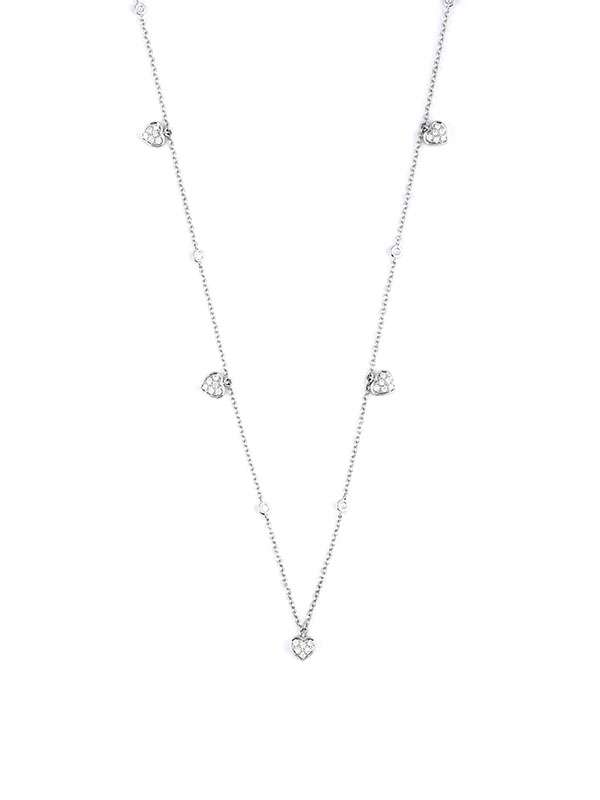 GIROCOLLO IN ORO BIANCO 18KT CUORI DI DIAMANTI