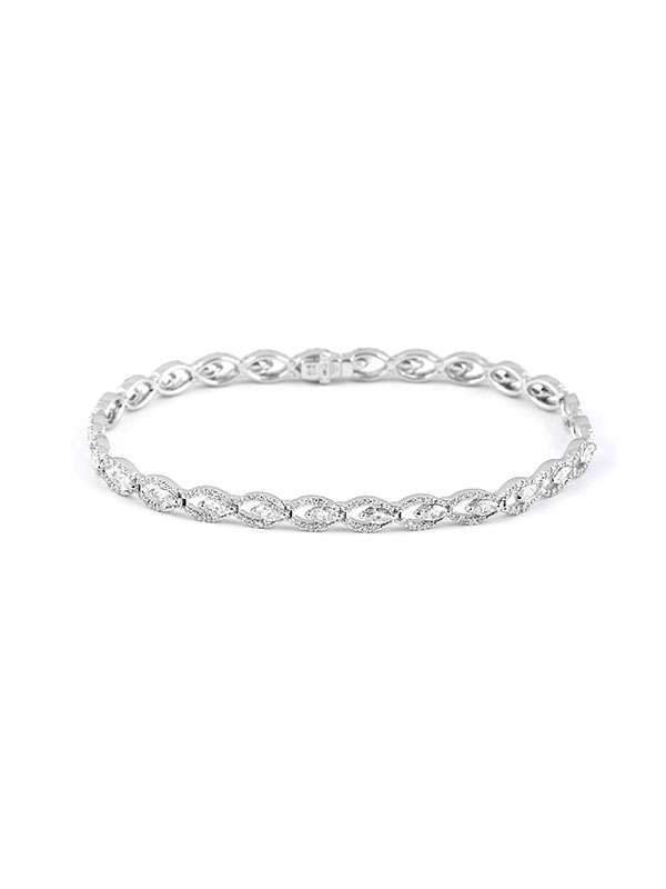 BRACCIALE IN ORO BIANCO 18KT CON DIAMANTI TAGLIO NAVETTE E TAGLIO BRILLANTE