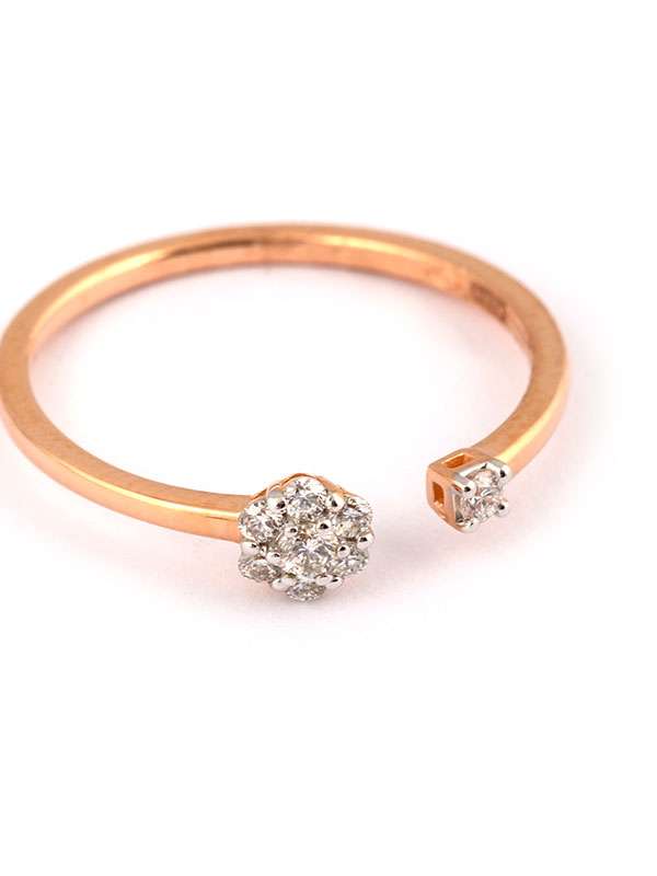 ANELLO APERTO IN ORO ROSA 18KT FIORE CON DIAMANTI