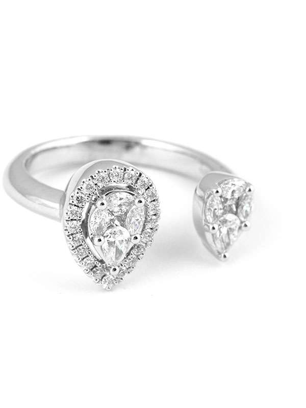 ANELLO APERTO IN ORO BIANCO 18KT CON DIAMANTI TAGLIO MULTIPLO