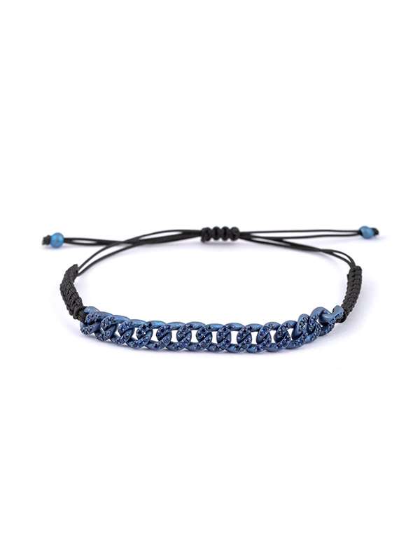 BRACCIALE CORDINO CON GROUMETTE IN TITANIO 6MM OCEAN CON ZAFFIRI BLU