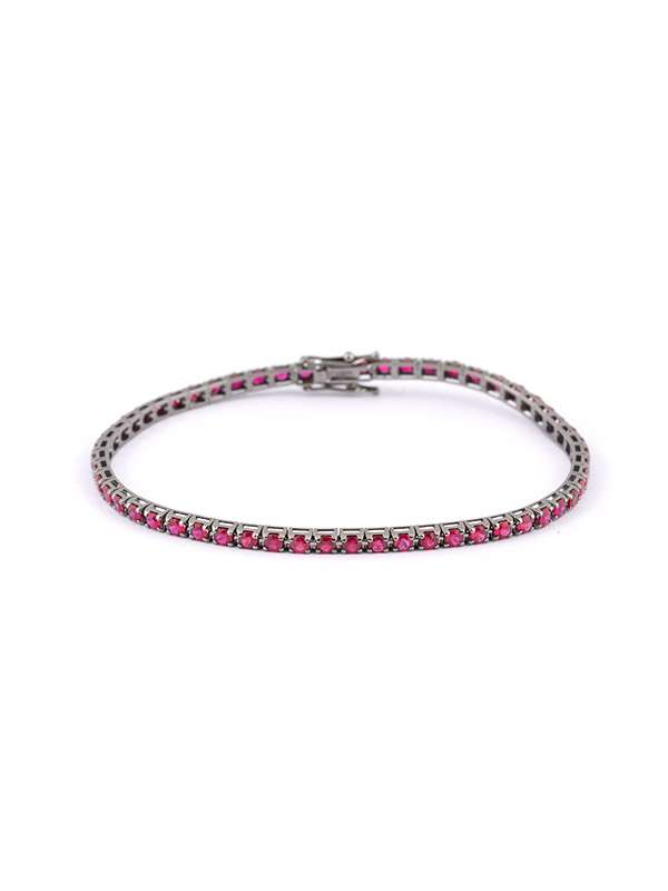 BRACCIALE TENNIS IN ORO BIANCO BRUNITO 18KT CON RUBINI