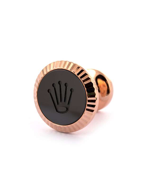 GEMELLI ROLEX ZIGRINATURA IN ORO ROSA 18KT E CERACHROM BLACK REF. A1035BLACK