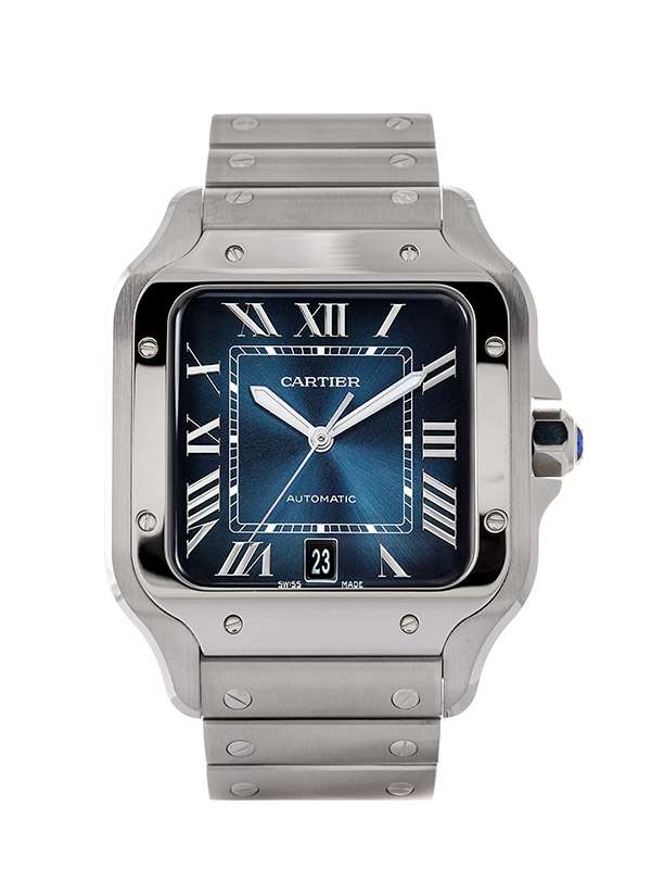 CARTIER SANTOS DE CARTIER MODELLO GRANDE BLU IN ACCIAIO REF. WSSA0071