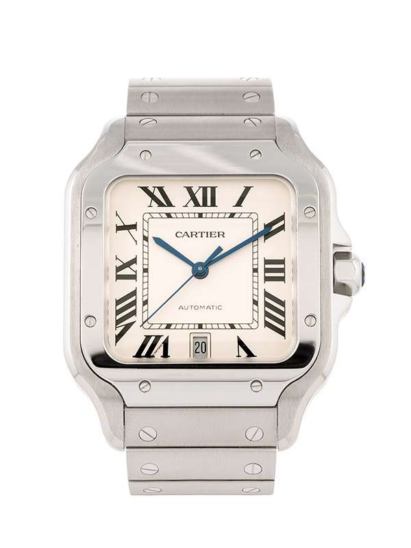 CARTIER SANTOS DE CARTIER MODELLO GRANDE ARGENTATO IN ACCIAIO REF. WSSA0018