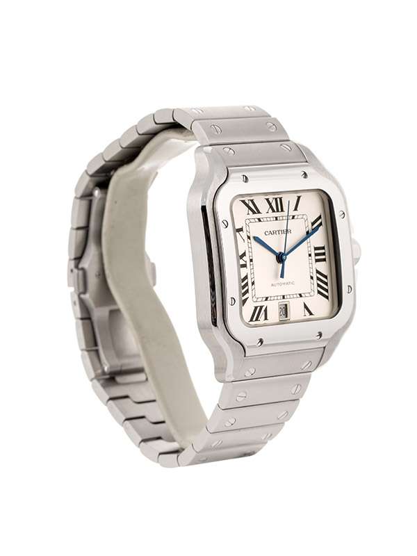 CARTIER SANTOS DE CARTIER MODELLO GRANDE ARGENTATO IN ACCIAIO REF. WSSA0018