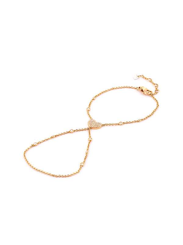 BRACCIALE BACIAMANO IN ORO ROSA 18KT CON CUORE E DIAMANTI