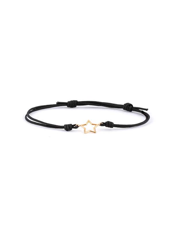 BRACCIALE CON CORDINO E STELLA MEDIA VUOTA IN ORO ROSA 14KT