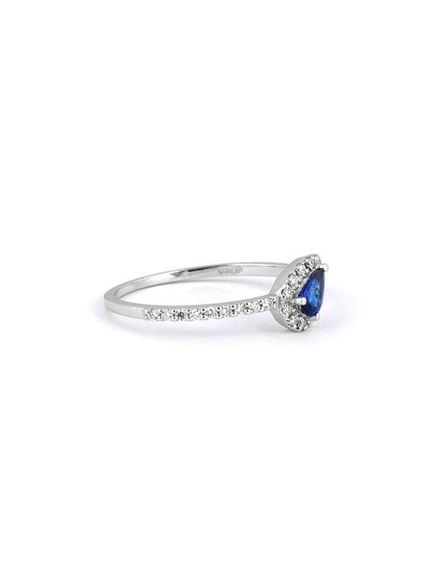 ANELLO IN ORO BIANCO 18KT CON DIAMANTI E ZAFFIRO