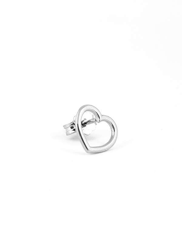 ORECCHINI A LOBO CON CUORE PICCOLO VUOTO IN ORO BIANCO 18KT