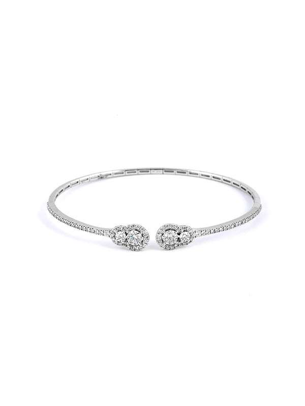 BRACCIALE RIGIDO A MOLLA IN ORO BIANCO 18KT CON DIAMANTI