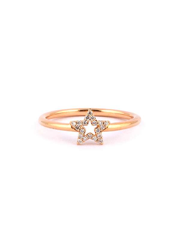 ANELLO IN ORO ROSA 18KT STELLA VUOTA CON DIAMANTI