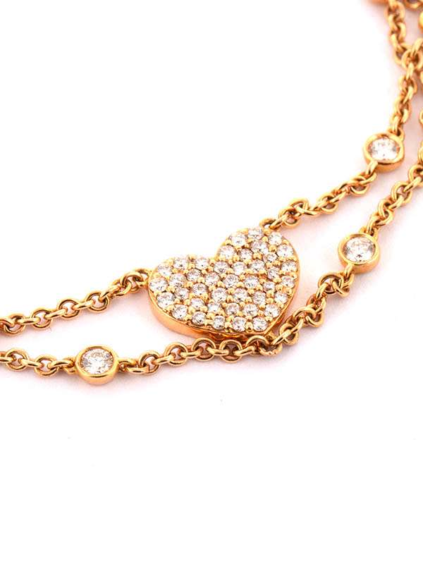 BRACCIALE BACIAMANO IN ORO ROSA 18KT CON CUORE E DIAMANTI