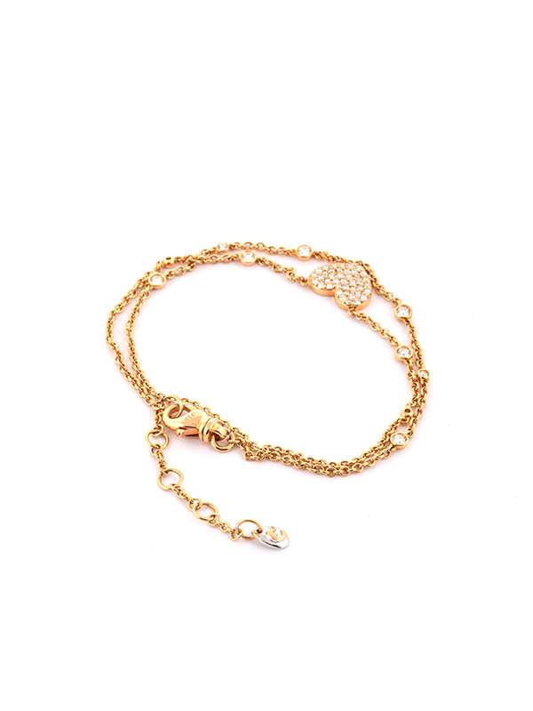 BRACCIALE BACIAMANO IN ORO ROSA 18KT CON CUORE E DIAMANTI