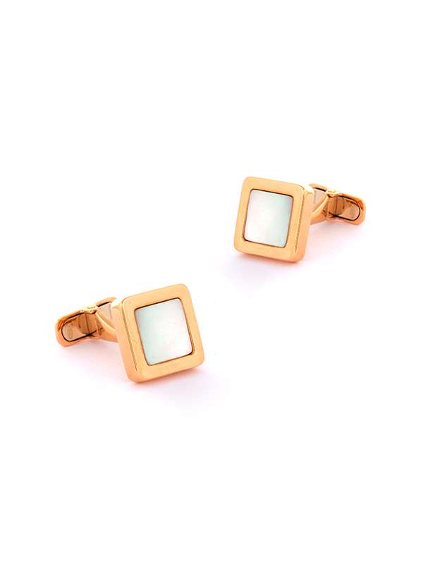 GEMELLI IN ORO ROSA 18KT CON MADREPERLA BIANCA