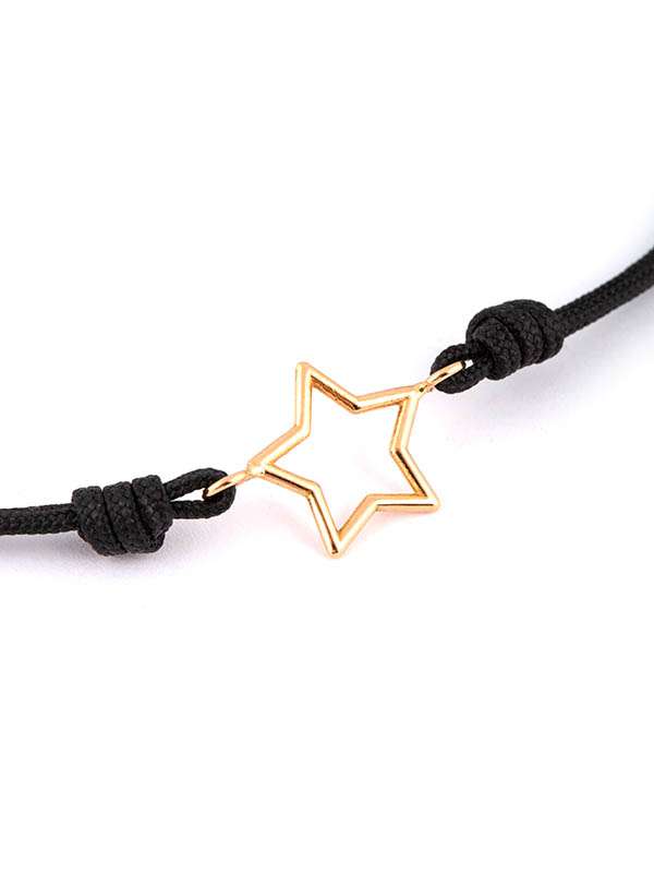 BRACCIALE CON CORDINO E STELLA MEDIA VUOTA IN ORO ROSA 14KT