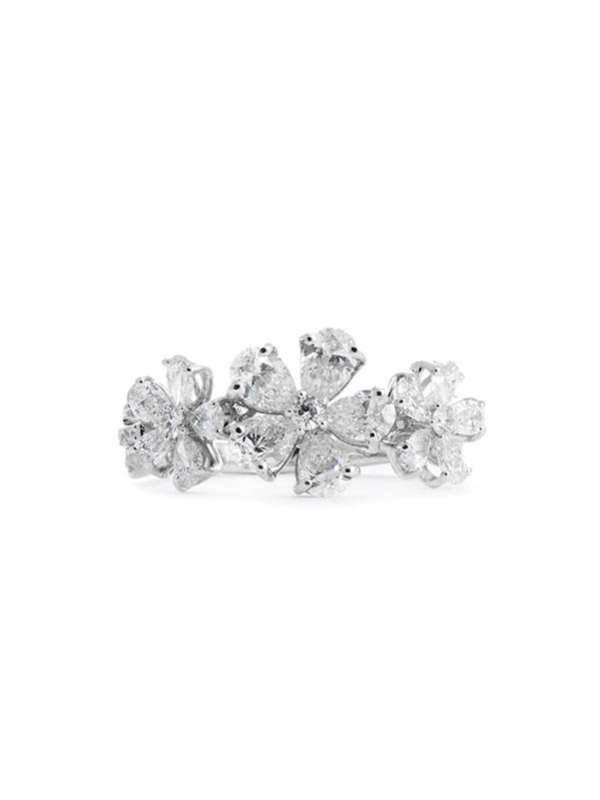 ANELLO IN ORO BIANCO 18KT CON FIORI SEMOVIBILI IN DIAMANTI