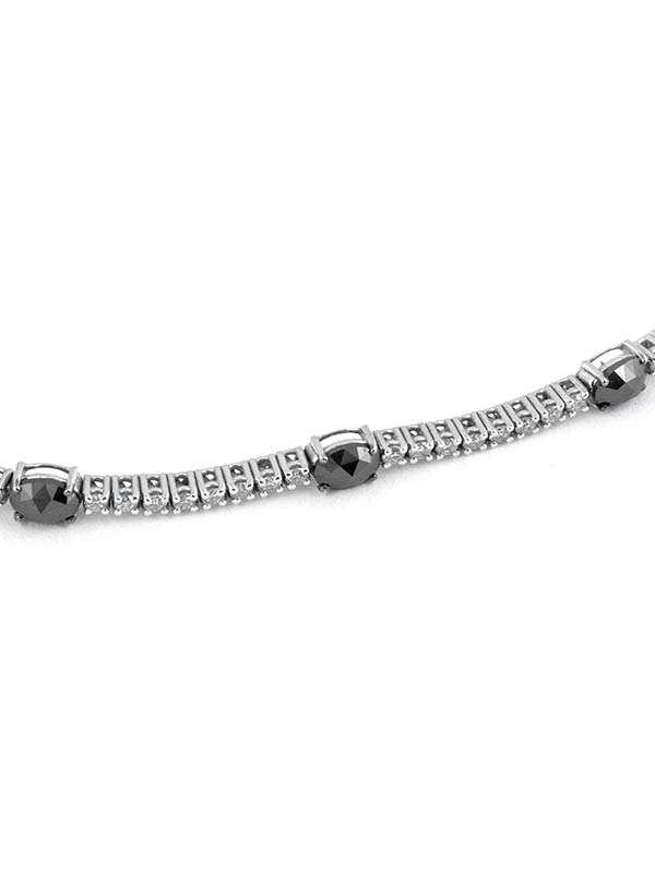 BRACCIALE TENNIS IN ORO BIANCO 18KT CON DIAMANTI E DIAMANTI NERI