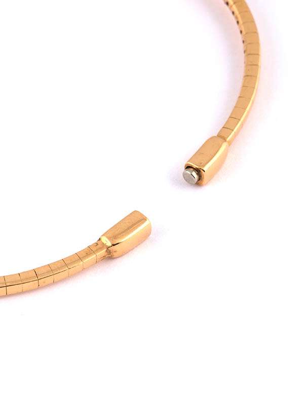 BRACCIALE RIGIDO A MOLLA IN ORO ROSA 18KT CON DIAMANTI E DIAMANTE A GOCCIA