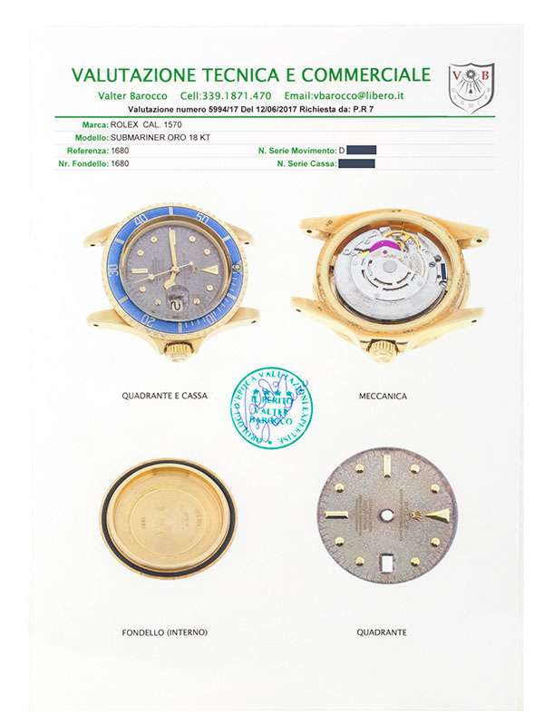 ROLEX SUBMARINER DATE TROPICAL DIAL 40MM IN ORO GIALLO 18KT REF. 1680