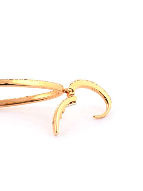 ORECCHINI PENDENTI CON OVALE GRANDE IN ORO ROSA 18KT E DIAMANTI BIANCHI E BROWN
