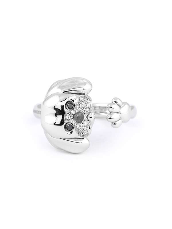ANELLO MASTRODORO LUXURY MALTESE IN ORO BIANCO 18KT E DIAMANTI BIANCHI E NERI