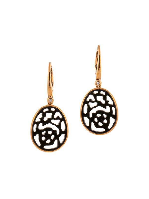 ORECCHINI PENDENTI IN ORO ROSA 18KT CON GIAIETTO E DIAMANTE