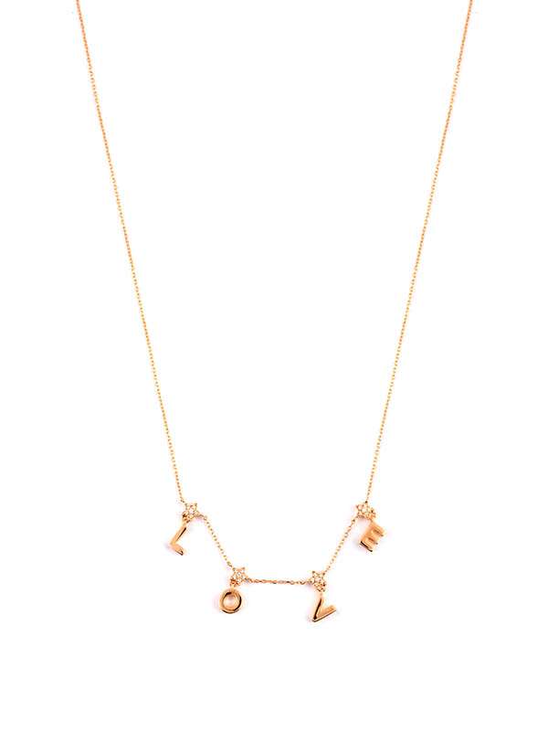 GIROCOLLO IN ORO ROSA 18KT 4 STELLE CON DIAMANTI E SCRITTA LOVE