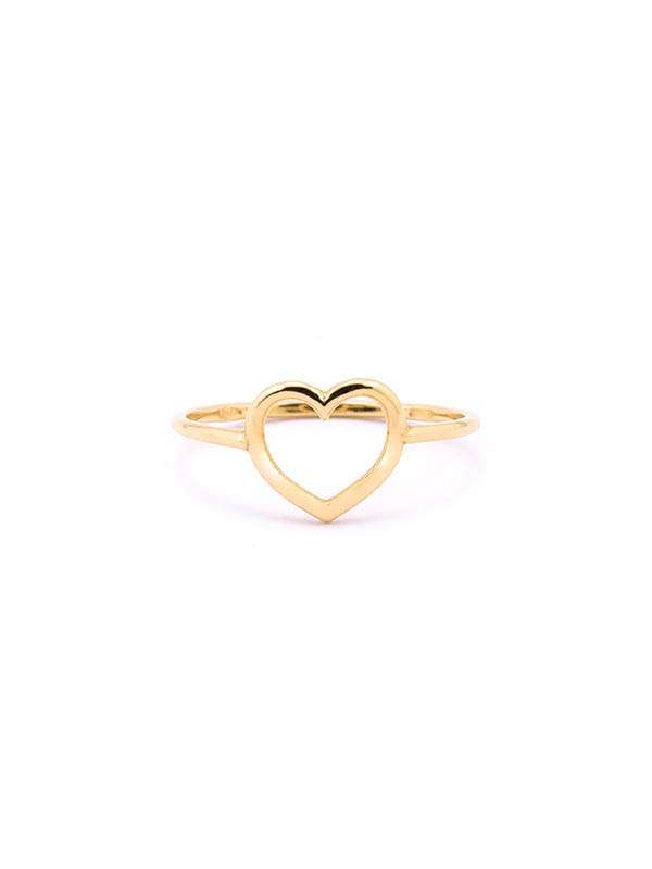 ANELLO CON CUORE VUOTO MEDIO IN ORO GIALLO 18KT