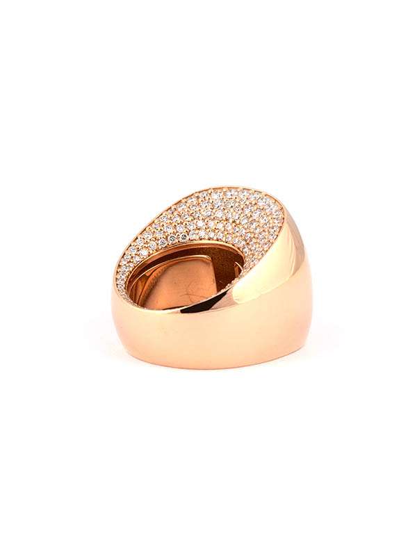 ANELLO PAVE' A FASCIA IN ORO ROSA 18KT CON DIAMANTI BIANCHI