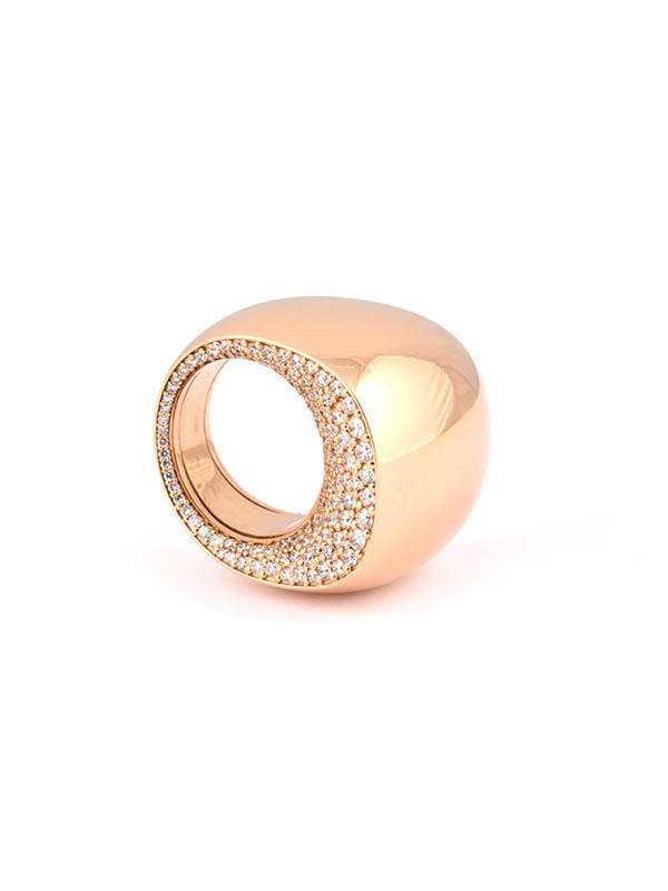ANELLO PAVE' A FASCIA IN ORO ROSA 18KT CON DIAMANTI BIANCHI