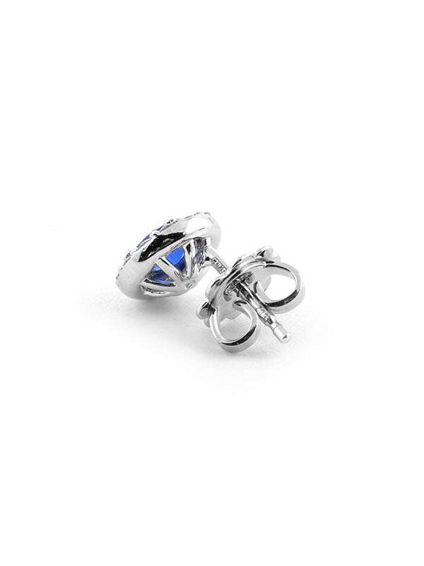ORECCHINI LOBO IN ORO BIANCO 18KT CON ZAFFIRO OVALE E DIAMANTI
