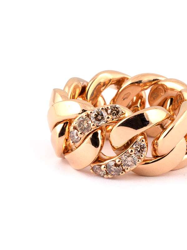 ANELLO FANTASIA GROUMETTE IN ORO ROSA 18KT CON DIAMANTI BROWN