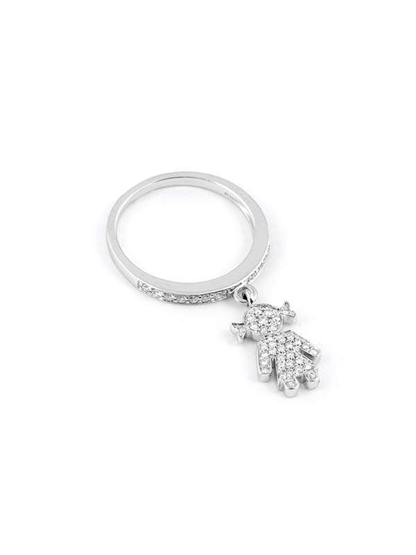 ANELLO EASY BIMBA PICCOLA IN ORO BIANCO 18KT CON DIAMANTI