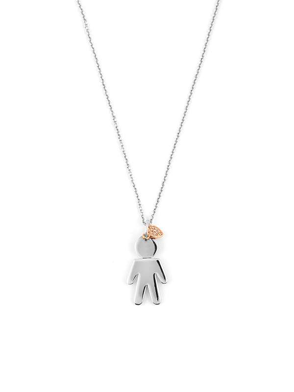 GIROCOLLO EASY BIMBO IN ARGENTO E ORO ROSA 18KT CON DIAMANTI