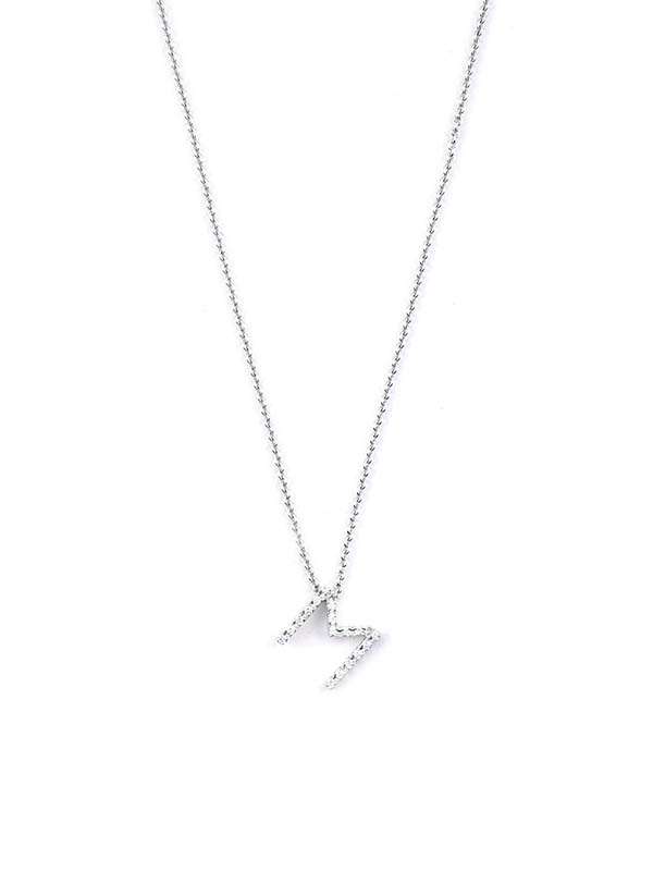 GIROCOLLO LETTERA M IN ORO BIANCO 18KT CON DIAMANTI