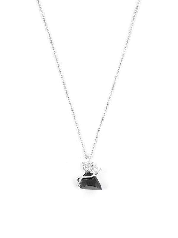 GIROCOLLO IN ORO BIANCO 18KT CON DIAVOLETTO DIAMANTI E ONICE