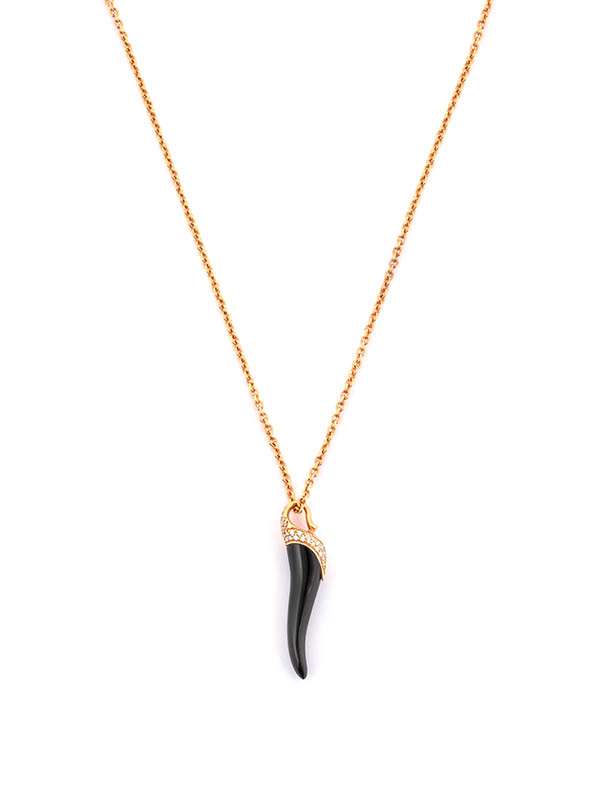 GIROCOLLO IN ORO ROSA 18KT CON DIAMANTI E ONICE CORNETTO