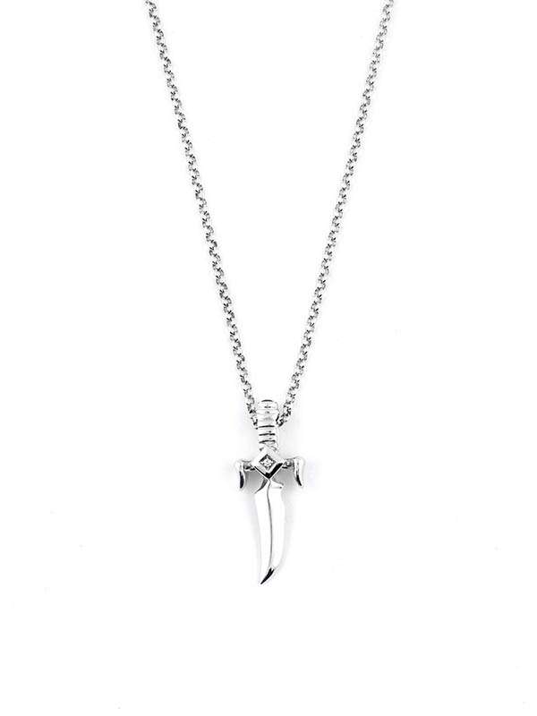 GIROCOLLO IN ORO BIANCO 18KT SPADA CON DIAMANTI