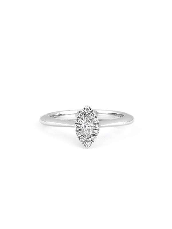 ANELLO IN ORO BIANCO 18KT CON DIAMANTI E SOLITARIO