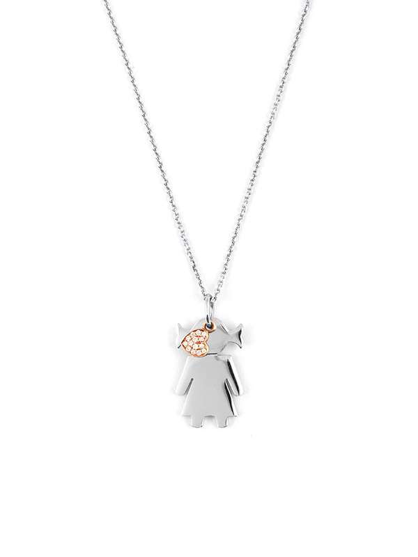 GIROCOLLO EASY BIMBA IN ARGENTO E ORO ROSA 18KT CON DIAMANTI MISURA MEDIA