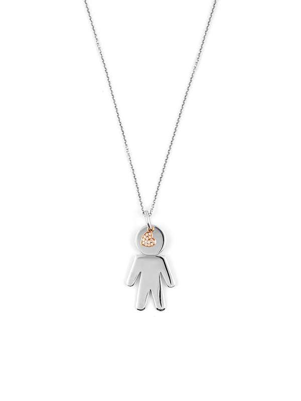 GIROCOLLO EASY BIMBO IN ARGENTO E ORO ROSA 18KT CON DIAMANTI MIS. MEDIA