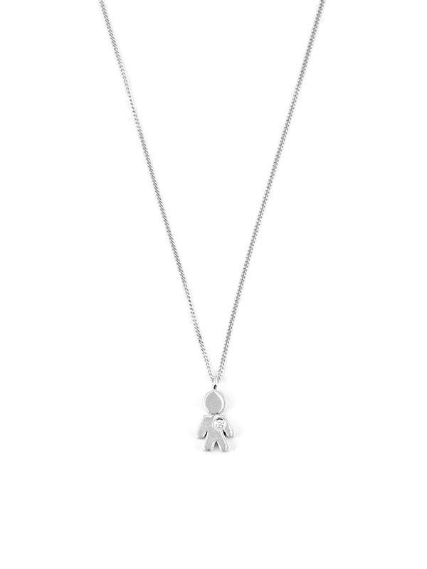 GIROCOLLO EASY BIMBO MICRO LUCIDO 1CM IN ORO BIANCO 18KT CON DIAMANTE