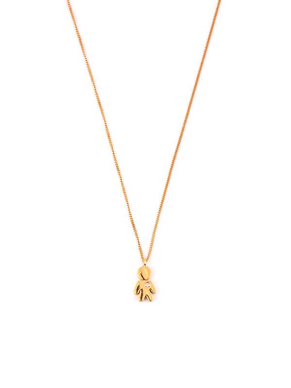 GIROCOLLO EASY BIMBO MICRO LUCIDO 1CM IN ORO ROSA 18KT CON DIAMANTE