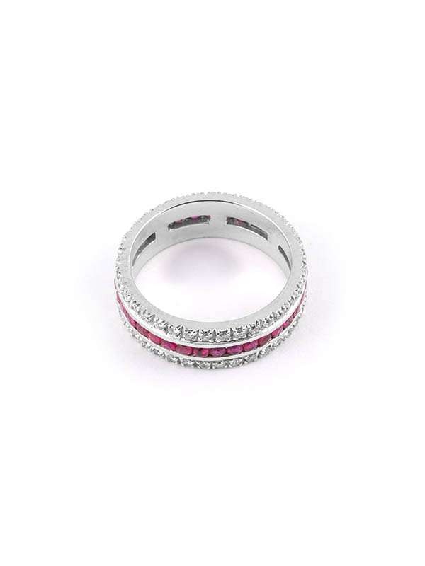 FEDINA IN ORO BIANCO 18KT CON DIAMANTI E RUBINI